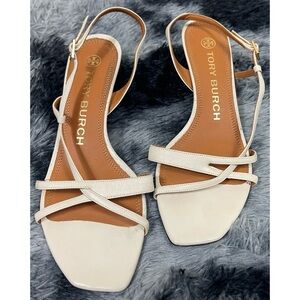 Tory Burch New Ivory Strappy Slingback Sandal